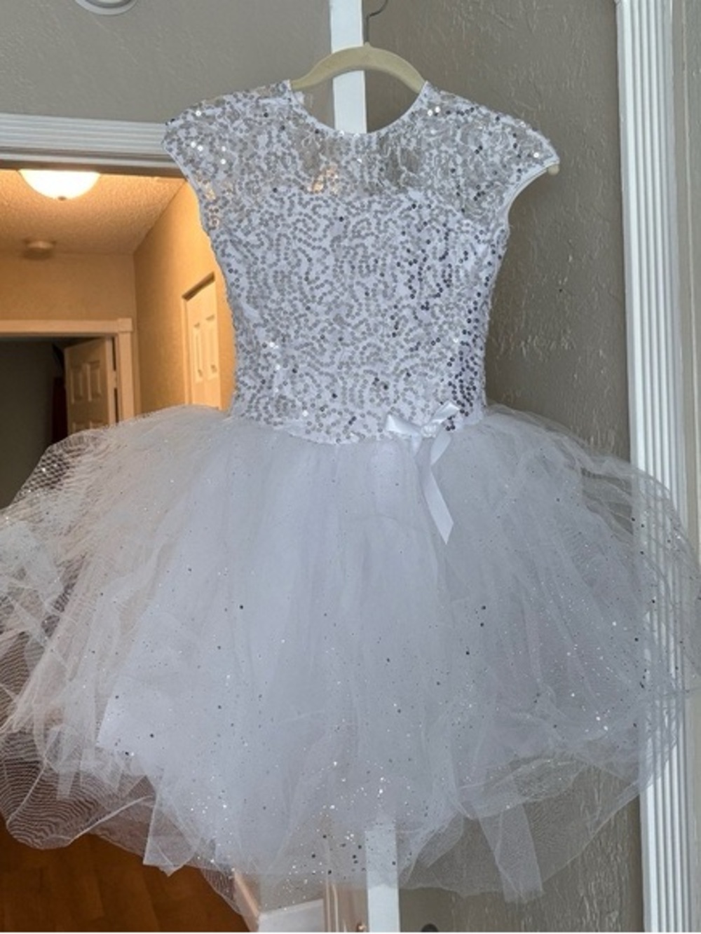 Revolution small child white silver sequins/sparkles/glitter
